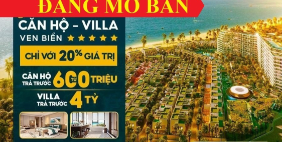 Với 600 Triệu-Căn hộ, 4 tỷ-Biệt Thự Charm Resort Hồ Tràm Ck 7%, Vàng, Miễn gốc,