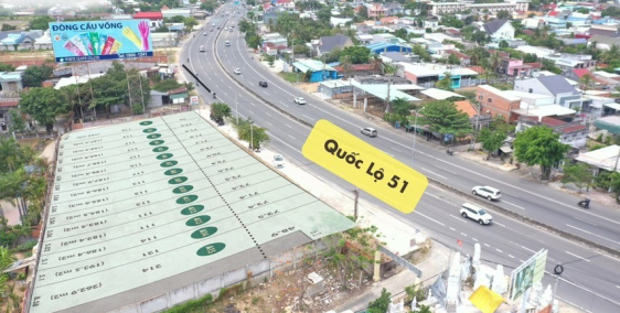 Đất nền mặt tiền QL51, Sổ hồng riêng, full Thổ cư. Công chứng sang tên nhanh