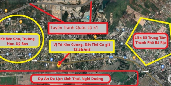 1000m2 đất Thành Phố Bà Rịa Mặt Tiền Quốc Lộ 51 Mở Rộng Thổ cư sẵn 200m2