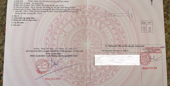 CHỦ GỬI BÁN LÔ ĐẤT TẠI LÁNG DÀI - ĐẤT ĐỎ, 222M2, 100M2 TC 5X45, CHỈ 8TR/M2