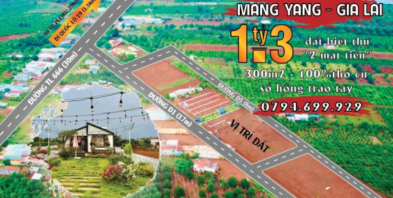 Bán gấp đất nền mặt đường tại Mang Yang- gia lai – sổ hồng