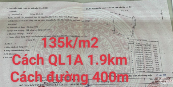 Bán 25,376m2 đất sào bình tân ngay khu dân cư hiện hữu chỉ 135k/m2 Lh 0938677909