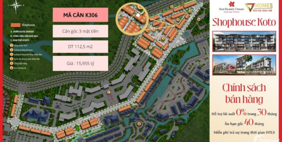 Suất ngoại giao Shophouse căn góc đẹp tại khoáng nóng Sun Quảng Xương, Thanh Hoá