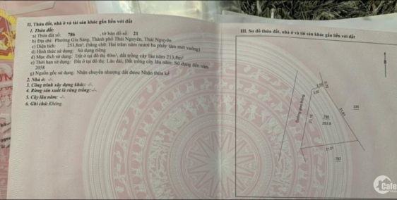 Bán lô đất 253m2 gần Kosy,p Gia Sàng,tp Thái Nguyên 1ty5xx