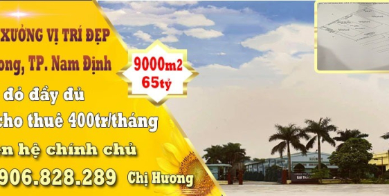 Chính chủ cần bán nhà xưởng rộng gần 9000m2 ở xã Nam Phong, TP. Nam Định  
