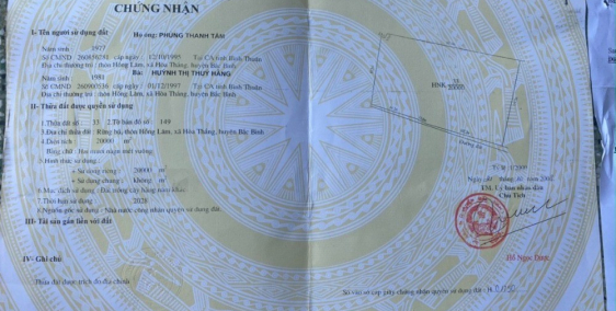 Bán đất nông nghiệp 2500m², mặt tiền đường đá, cách biển 4km, Bình Thuận