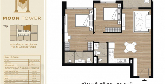 Căn chung cư HDI Võ Chí Công - 76m3 giá 3 tỷ 8 nội thất liền tường.