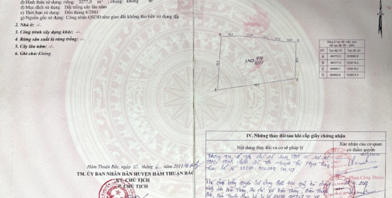 Bán đất vườn 3277m2 Hồng Sơn, huyện Hàm Thuận Bắc, cách QL1A 3km, KDC hiện hữu