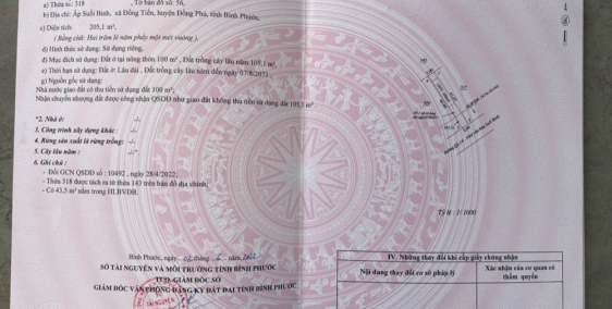 Cần bán 250m2 đất thổ cư TTHC Đồng xoài. SHR