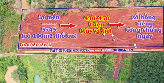 38 nền thổ cư sổ hồng riêng view sối tuyệt đẹp