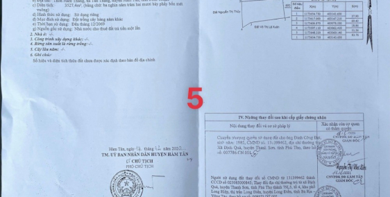 Đất Mẫu QH phủ hồng xã Tân Thắng, huyện Hàm Tân, tỉnh Bình Thuận;