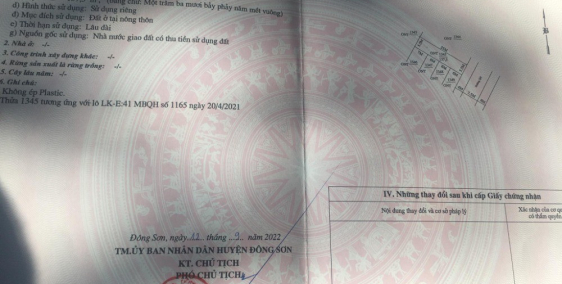 Bán đất mặt bằng Đông Sơn gần cao tốc Bắc Nam 137,5m rộng 5,5m giá chỉ 8xxtr rẻ