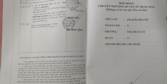 Cần bán gấp lô đất Thạnh Xuân Q12