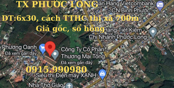Bán đất nền Long Phước, thị xã Phước Long giá gốc, sổ hồng