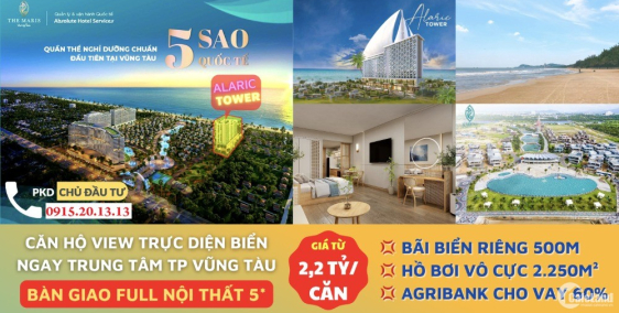 Giỏ hàng The Maris Vũng Tàu Căn 1PN-2.2 tỷ, 2PN-4 tỷ Full Nội Thất, View Biển