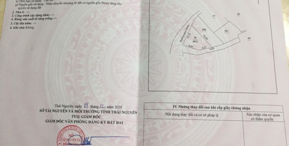 Bán lô đất 99m2 2 mặt tiền p Phan Đình Phùng, tp Thái Nguyên. Giá 1ty xxx