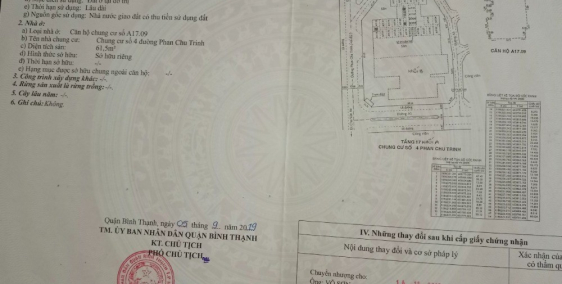 (HHMG 30tr). Chính chủ bán gấp căn Chung Cư Q.Bình Thạnh giá rẻ.SHR sh vĩnh viễn