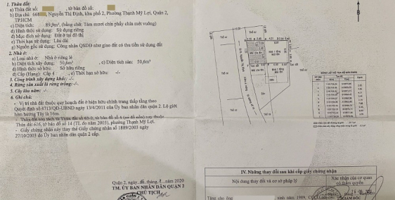 (Quận 2 cũ) Bán nhà đất 90m2, hẻm 668 Nguyễn Thị Định, tp.Thủ Đức, SHR, HXH