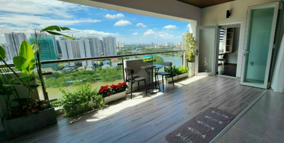 Bán căn hộ sân vườn view sông thoáng mát 140m, 3pn, 2wc, full nội thất cao cấp