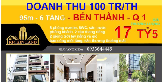 BÁN NHÀ CHDV DT 100 TR/TH, NGUYỄN TRÃI , BẾN THÀNH, Q 1, 17 TỶ 5, 0933644449