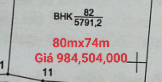 Bán 5791m2 đất vườn hoà thắng mặt tiền 80m vuông chỉ 984tr Lh 0938677909 zalo