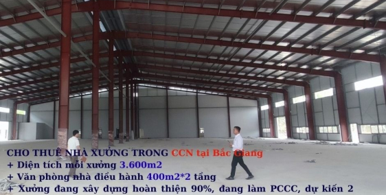 Cho thuê nhà xưởng từ 1.000m2 đến 30.000m2 Tại Bắc Giang, Bắc Ninh