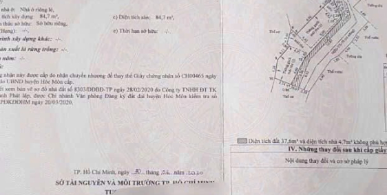 án nhà cấp 4 ngay Lê Thị Hà, Tân Xuân,HM, 104m2, SHR, 595tr