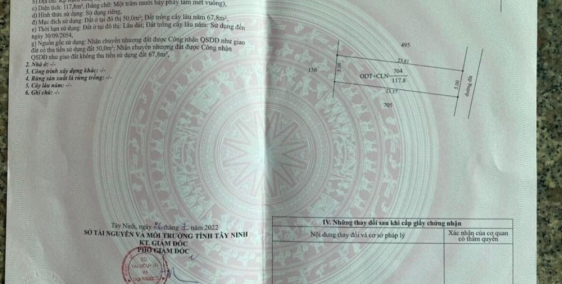 Đất thổ cư, 117m2 tại Thị Xã Gò Dầu, Tây Ninh giá 430 triệu