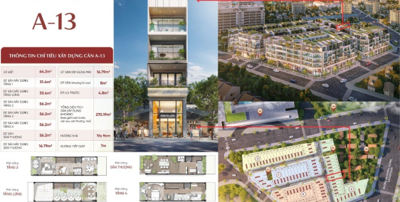 Giá Gốc Căn A13 Nhà Phố Thương Mại 1 Trệt 4 Lầu Mặt Tiền, Vừa Ở Vừa Kinh Doanh