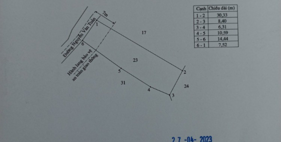 Bán đất thổ cư mặt tiền đường Nguyễn Văn Toản