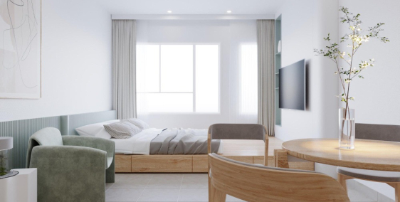 Căn hộ Studio view sân bay duy nhất bán với giá 969 triệu.