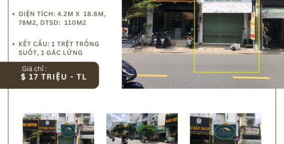 Cho thuê nhà Mặt Tiền Trương Vĩnh Ký 78m2, 1 Lửng, 17 triệu