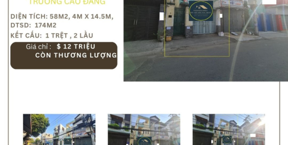 Cho thuê nhà Mặt tiền Cầu Xéo 58m2, 2 Lầu, 12 triệu - gần trường Cao Đẳng