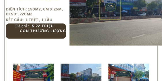 Cho thuê nhà Mặt Tiền Lê Trọng Tấn 150m2, 1Lầu, 22 triệu