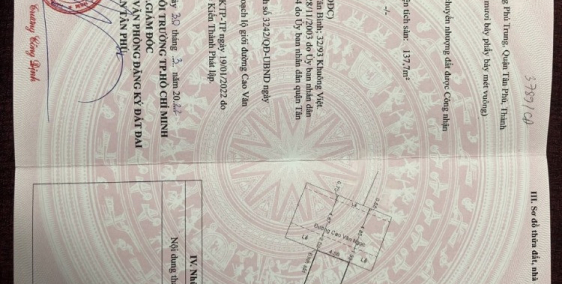 KHO XƯỞNG,140M2,MT ĐƯỜNG CAO VĂN NGỌC,PHÚ TRUNG,TÂN PHÚ(4,5x31) 12,5 TỶ TL CHÍNH