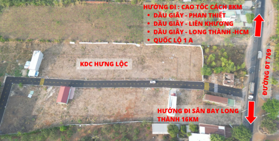 Bán Gấp 105m2 đất Hưng Lộc , Giáp Mặt Tiền DT 769 Đi sân bay Long