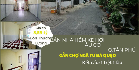 Bán nhà HXH Âu Cơ 62m2, 1Lầu, 5,59tỷ
