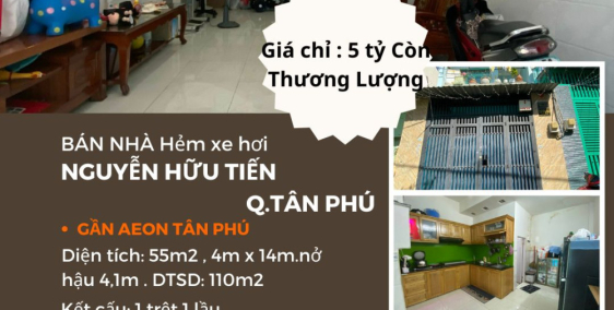 CHÍNH CHỦ bán nhà HXH Nguyễn Hữu Tiến 55m2, 1Lầu, 5tỷ