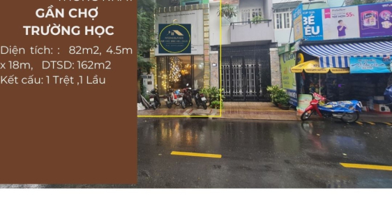 Cho thuê nhà mặt tiền Thống Nhất 82m2, 1Lầu, 18Triệu, gần CHỢ