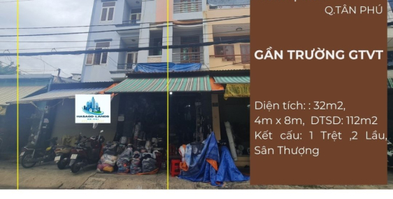 HIẾM- Cho thuê nhà mặt tiền Phú Thọ Hòa 32m2, 2Lầu+ST, 15Triệu