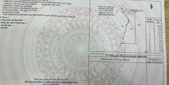 Bán nhanh lô đất đầu tư 1108 xã phú lợi, huyện định quán, tỉnh đồng nai