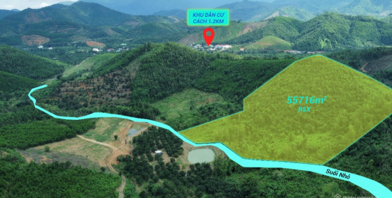 5.6ha có suối đường xe bán tải cách dân cư 1.2km giá 850tr tại khánh hòa