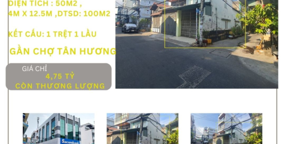 SỐC-Bán nhà HXH 10M - 2 Mặt Tiền Tân Hương 50m2, 5.29tỷ