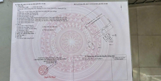 BÁN NHÀ 2 LẦU MẶT TIỀN ĐƯỜNG TRẦN PHÚ - P. CÁI KHẾ - Q. NINH KIỀU