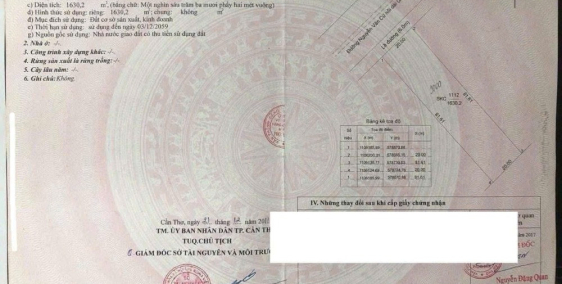 Bán 1631m2 Đất mặt tiền đường Nguyễn Văn Cừ (gần Trường ĐH Nam Cần Thơ)