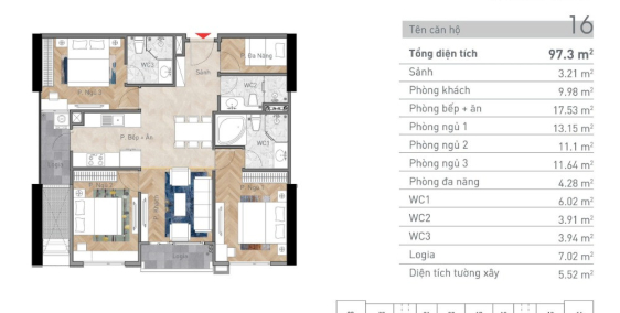 Sở hữu ngay căn hộ 3PN-3WC 97m2 rẻ nhất thị trường