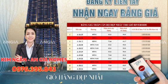 Căn góc 2PN A-XX.11 – The Gió Riverside view sông | Tầng cao hiếm, giá gốc CĐT