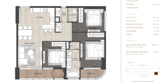 Bán căn hộ 3PN ban công ĐN view sông view biển giá cực tốt!!!