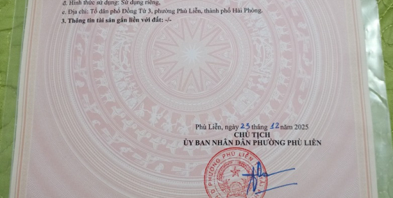 Bán đất 112 tổ 3 đường đông quy phù liễn Hải Phòng